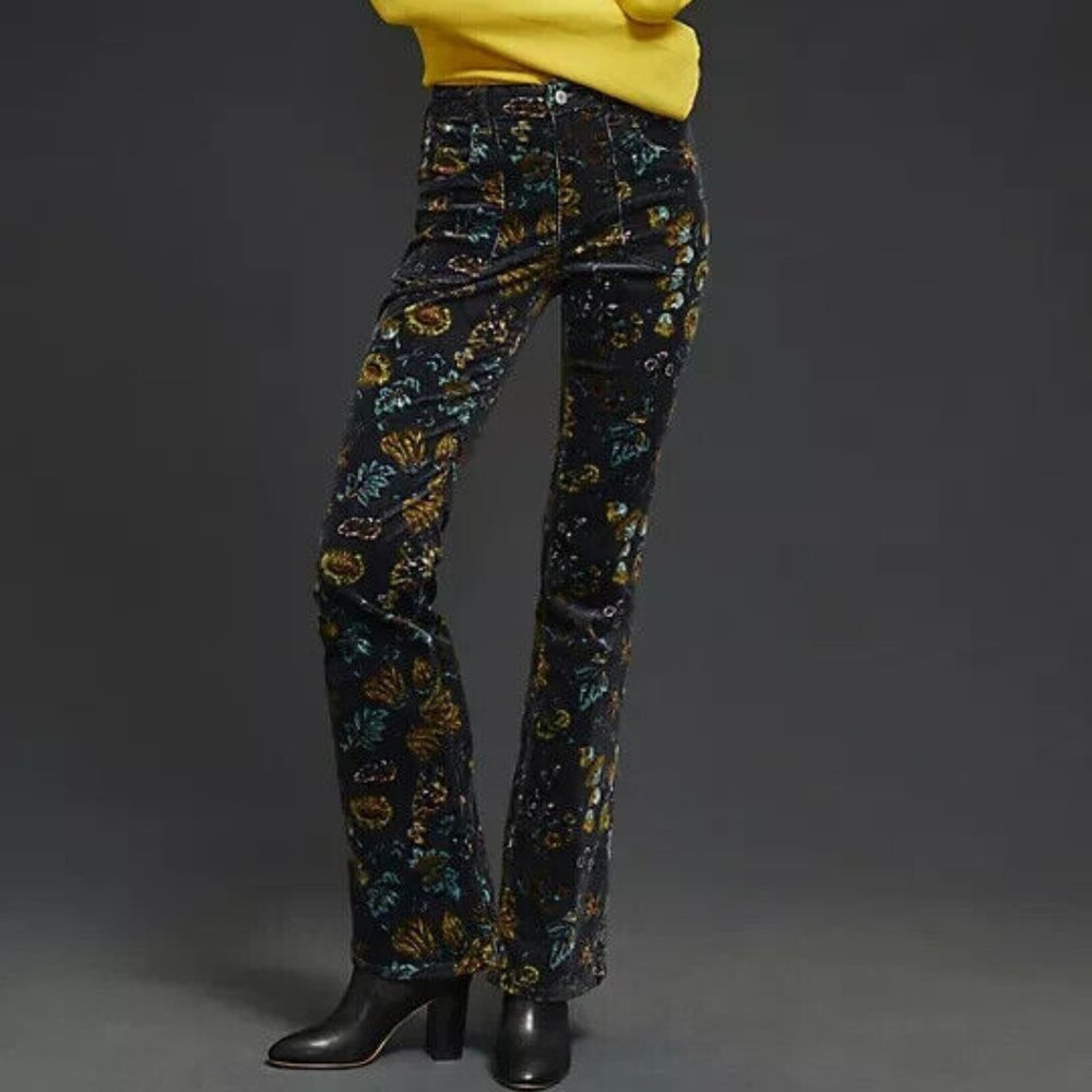Anthropologie Pilcro 34 NWT The Icon Corduroy Flare Low-Rise Jeans Pants Floral